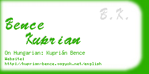 bence kuprian business card